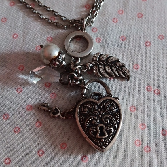 Brighton Long Silver Tone Double Chain Drop Charm Pendant Necklace - Picture 4 of 9